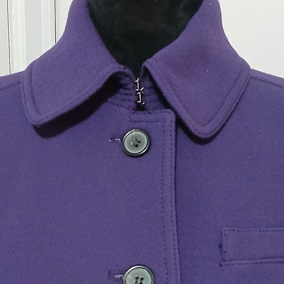 J.CREW Double Cloth Italian Lady Day Wool Blend Deep Purple Pea Coat Size 8 - Picture 2 of 16